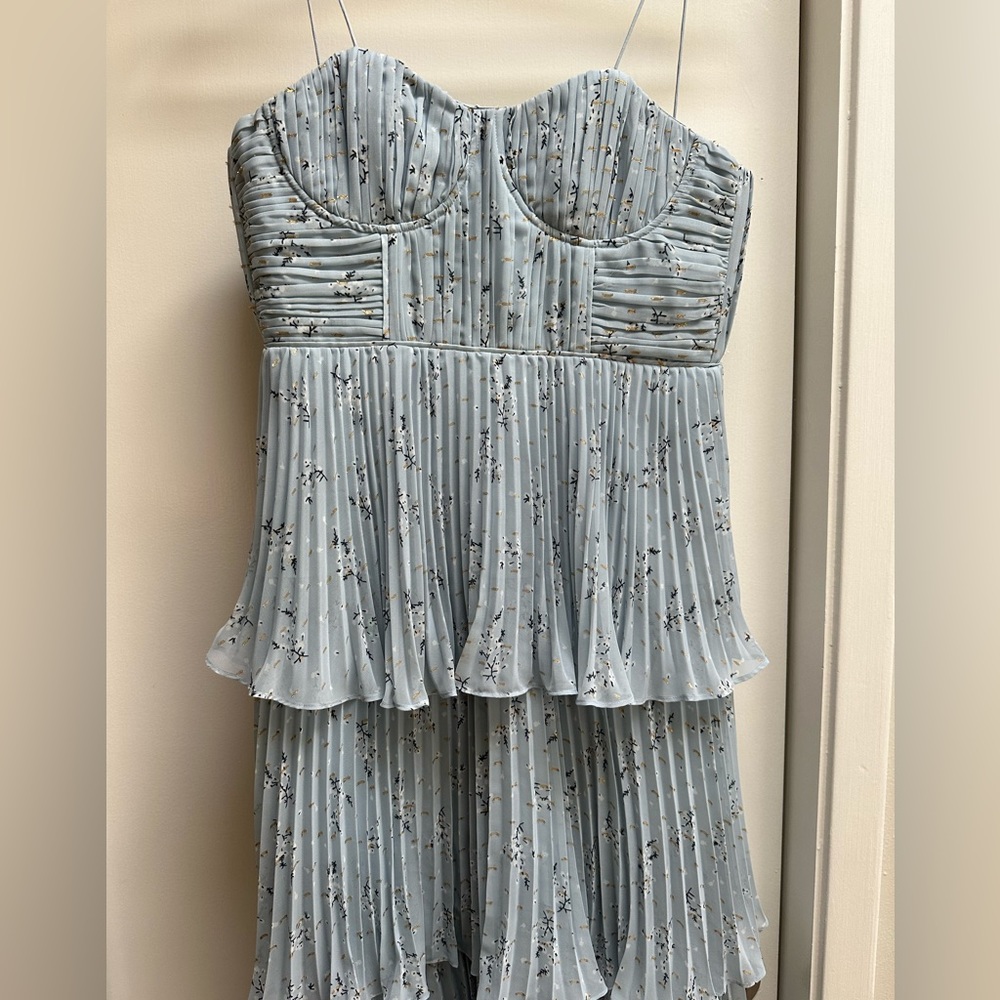 Self Portrait Blue Tiered Midi Dress - Picture 4 of 8